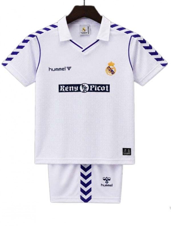 Real madrid home kids kit children retro jersey 1988-1990