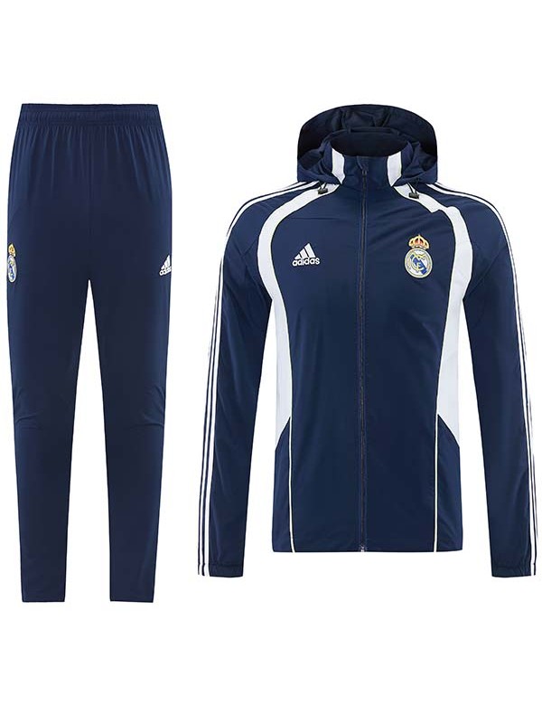 Real madrid windbreaker hoodie mens navy tracksuit 2025-2026