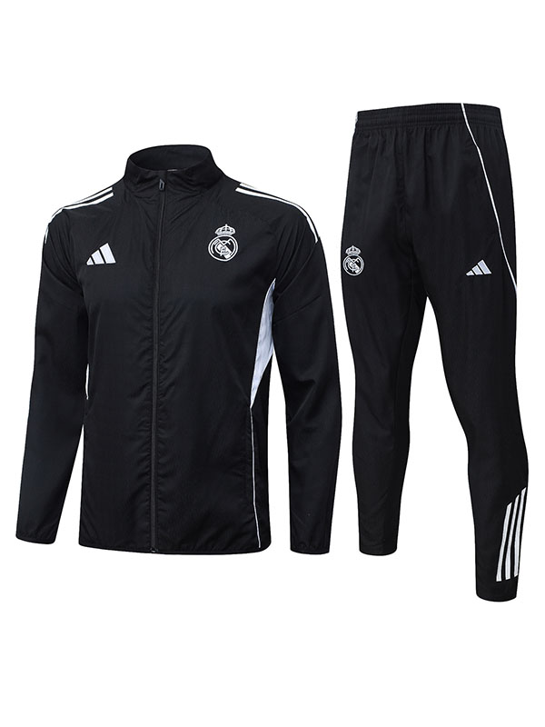 Real madrid windbreaker jacket mens black training tracksuit 2025-2026