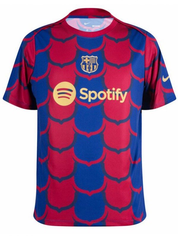 Barcelona academy pre-match jersey training soccer uniform men's sportswear football tops sports red shirt 2024-2025