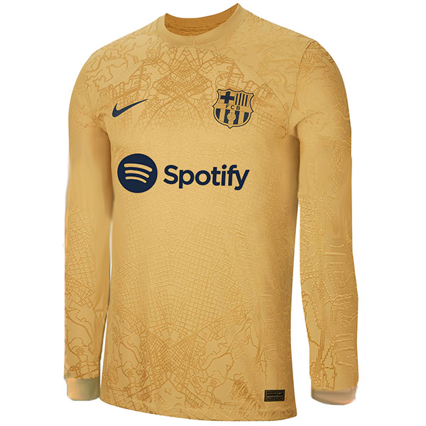 Barcelona away long sleeve jersey soccer uniform men's second football kit top sports shirt 2022-2023
