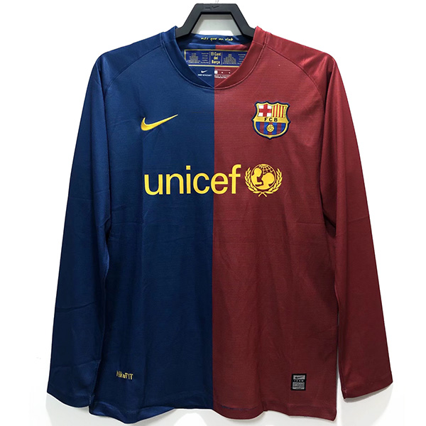Barcelona home retro soccer long sleeve jersey maillot match champions edition men's first sportswear football shirt 2008-2009