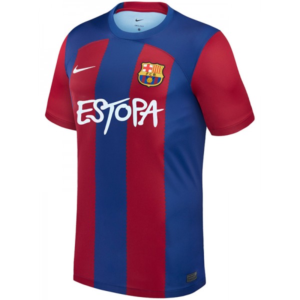 Barcelona home special version  jersey ESTOPA sponsor soccer uniform men's football kit sports top shirt 2023-2024