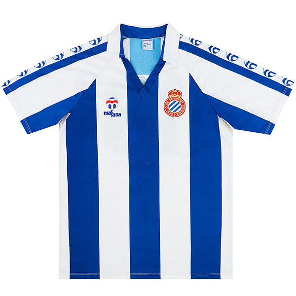 Espanyol home retro jersey soccer uniform men's first football kit sports top shirt 1984-1989