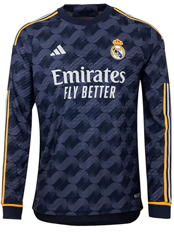 Real madrid away long sleeve jersey soccer uniform men's second sportswear football kit top shirt 2023-2024