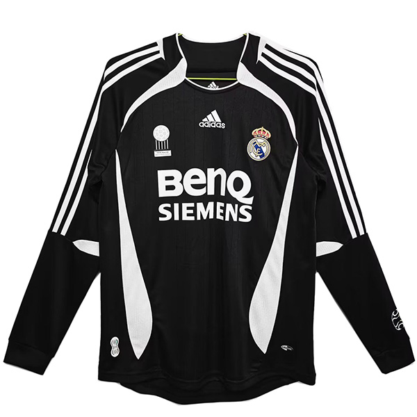 Real madrid away long sleeve retro jersey vintage uniform men's football kit sports tops shirt 2006-2007