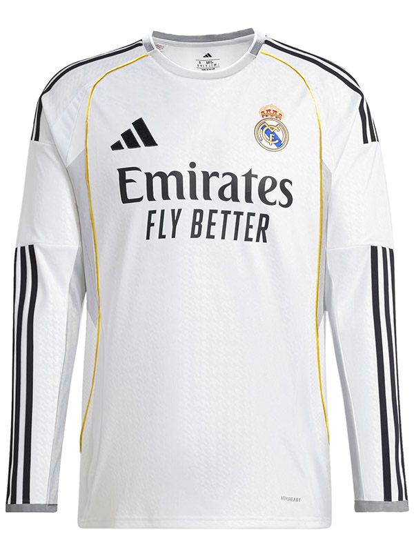 Real madrid maglia da calcio a maniche lunghe divisa da calcio per adulti maglia da calcio prima divisa sportiva da uomo 2025-2026