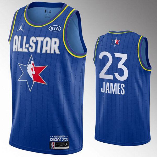 2020 all star game jordan los angeles lakers lebron raymone james 23 nba basketball swingman jersey blue edition shirt