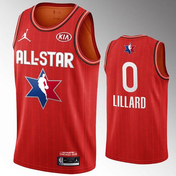 2020 All Star Game Jordan Portland Trail Blazers Damian Lillard 0 NBA Basketball Swingman Jersey Red Edition Shirt 