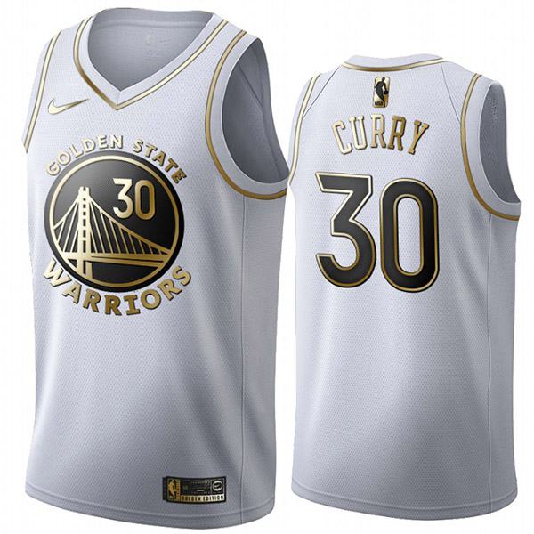 All Star Game Golden State Warriors 30 Stephen Curry White Gold