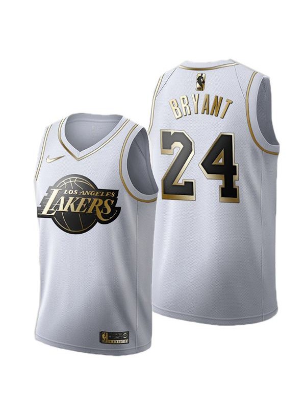All Star Game Los Angeles Lakers 24 Kobe Bean Bryant White Gold Black Mamba Basketball Edition Jersey 2020
