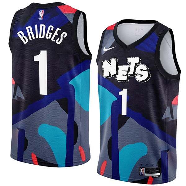 Brooklyn Nets jersey city edition Mikal Bridges KAWS 1 black uniform men's basketball shirt swingman vest 2023-2024 