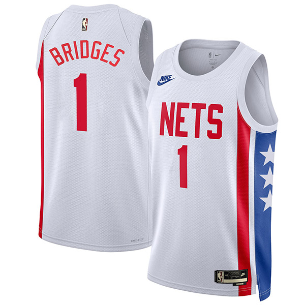 Brooklyn Nets jersey star basketball 1# Bridges uniform white swingman limited edition kit 2022-2023