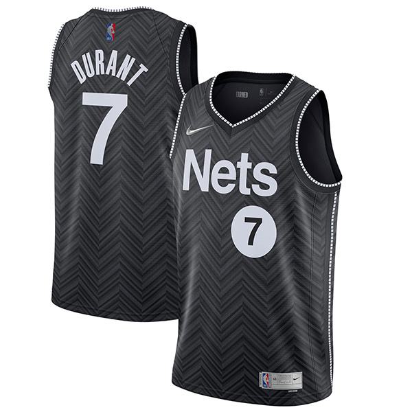 Brooklyn Nets Kevin Durant 7 Jersey Men's Earned Edition Swingman Basketball Shirt Black 2021