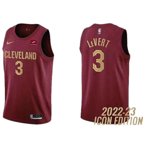 Cleveland Cavaliers 3 Levert jersey basketball uniform red swingman limited edition kit 2022-2023