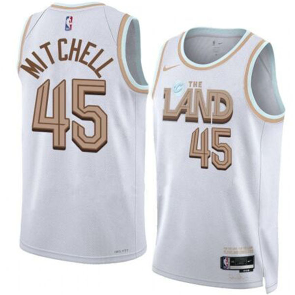 Cleveland Cavaliers Donovan Mitchell 45# jersey fanatics branded fastbreak kit city edition white uniform 2022-2023