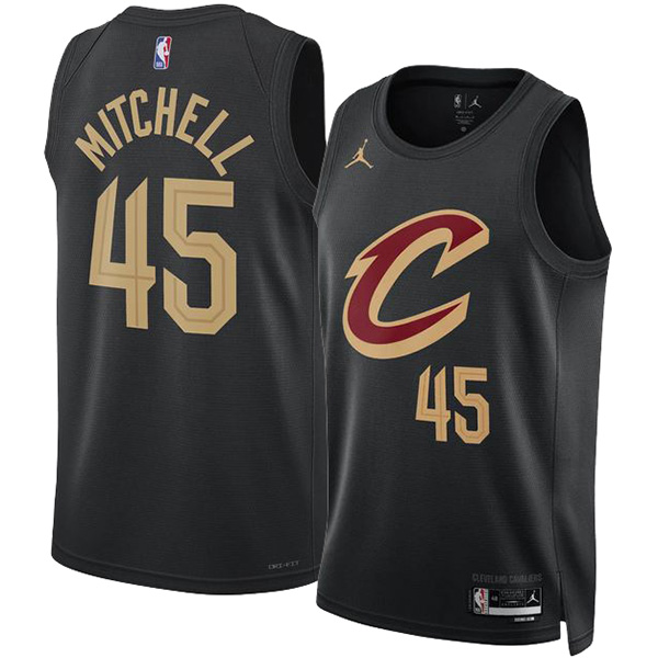 Cleveland Cavaliers Donovan Mitchell jersey men's basketball 45 uniform black swingman limited edition shirt 2023