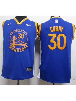 Golden State Warriors Stephen Curry 30 Kids Kit Icon Rakuten Royal Jersey Younth Basketball Shirt 2019-2020