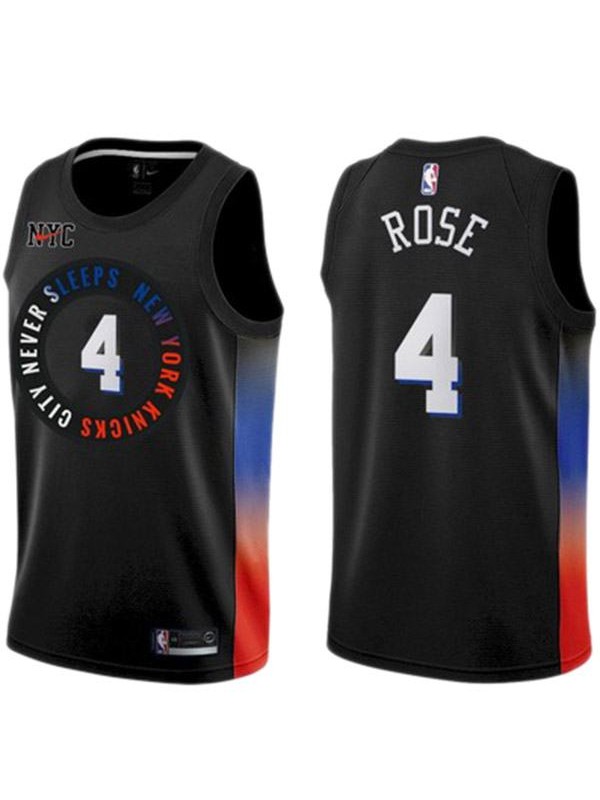 Men s new york knicks 4 derrick rose city edition black limited basketball jersey 2021