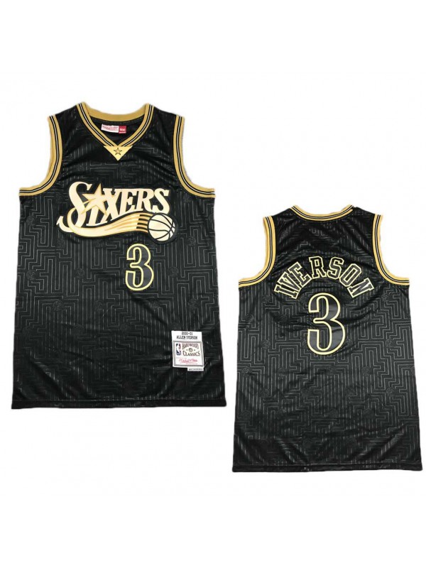 iverson black sixers jersey