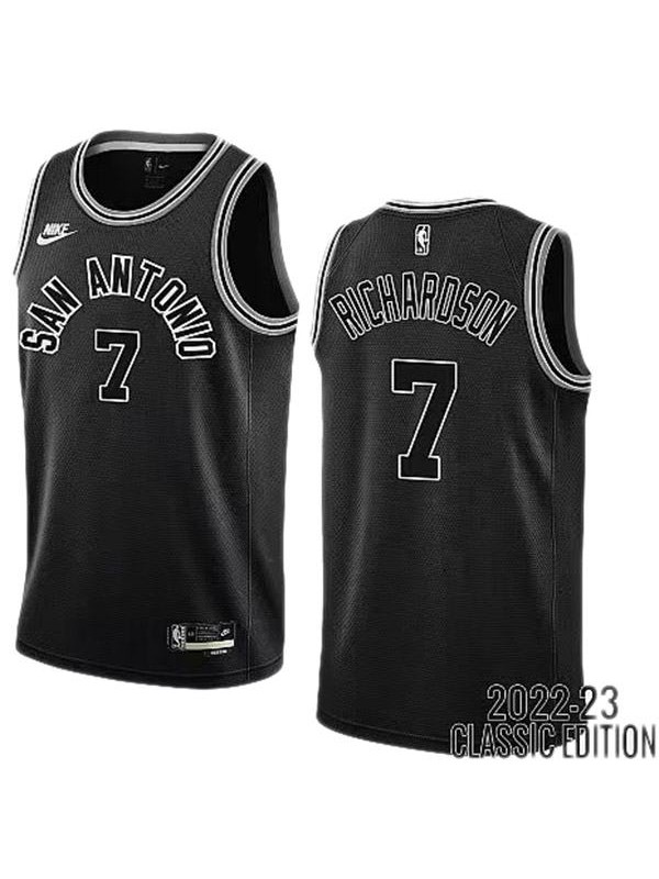 San Antonio Spurs 7 Richardson jersey basketball uniform black swingman limited edition kit 2022-2023