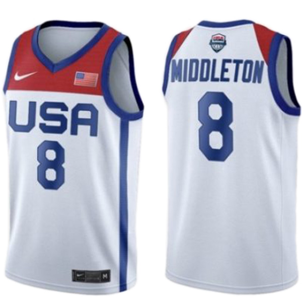 USA Team Khris Middleton home basketball jersey men's statement limited 2021 tokyo olympic vest white