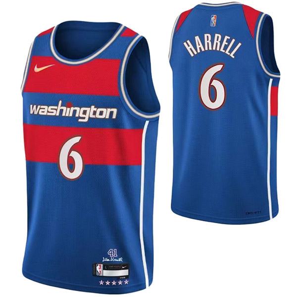 Washington Wizards 6 Harrell Jersey Star Blue Basketball Uniform ...