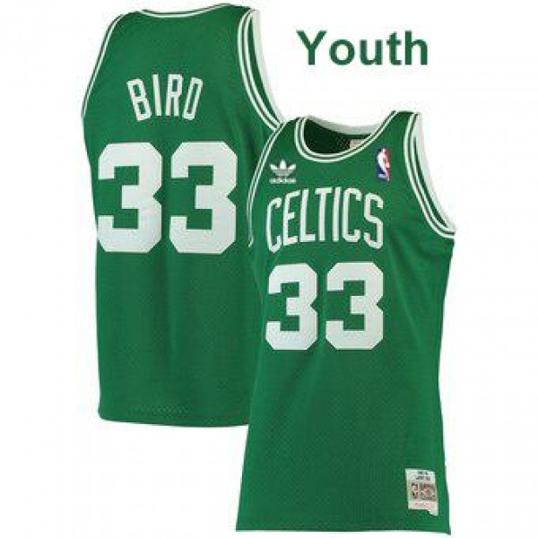 Youth Boston Celtics 33 Larry Bird Children Mitchell Ness Kelly Green Big Tall Hardwood Kids Basketball Jersey