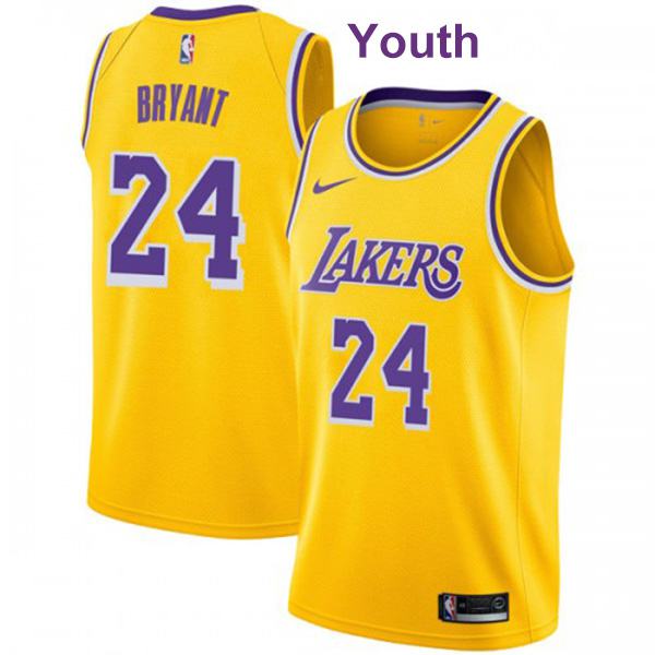Youth Los Angeles Lakers Kobe Bryant 24 Swingman Gold Basketball Jersey Icon Edition