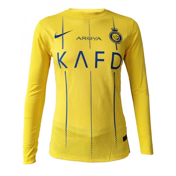 Al-Nassr home long sleeve jersey soccer uniform men's first sportswear football kit top shirt 2023-2024