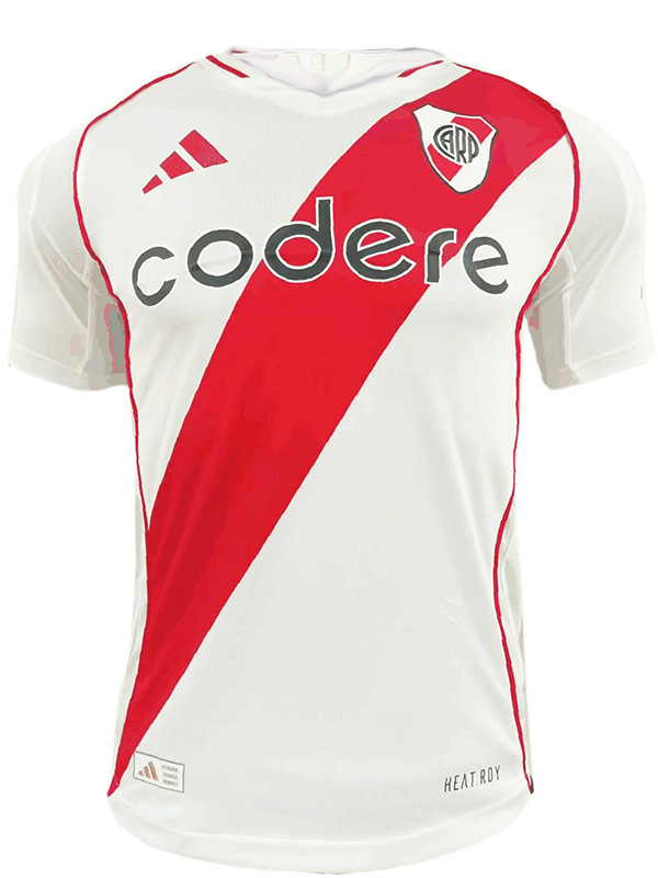 River Plate home jersey soccer uniform men's first sportswear football kit top shirt 2024-2025