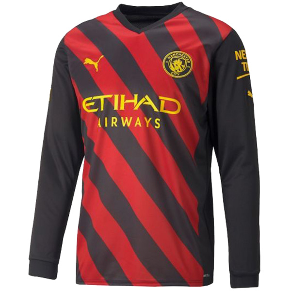 Manchester city away jersey long sleeve soccer uniform men's second kit sports football top shirt 2022-2023