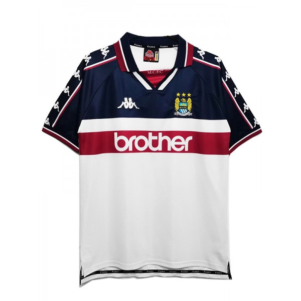 Manchester city away retro jersey soccer uniform men's second football kit sports top shirt 1997-1998