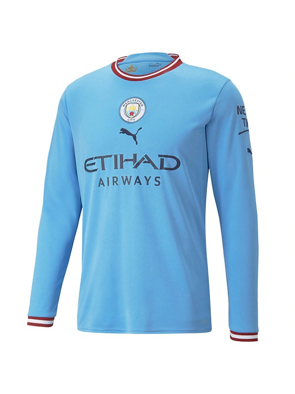 Manchester city home long sleeve jersey soccer uniform men's first football kit sports tops shirt 2022-2023