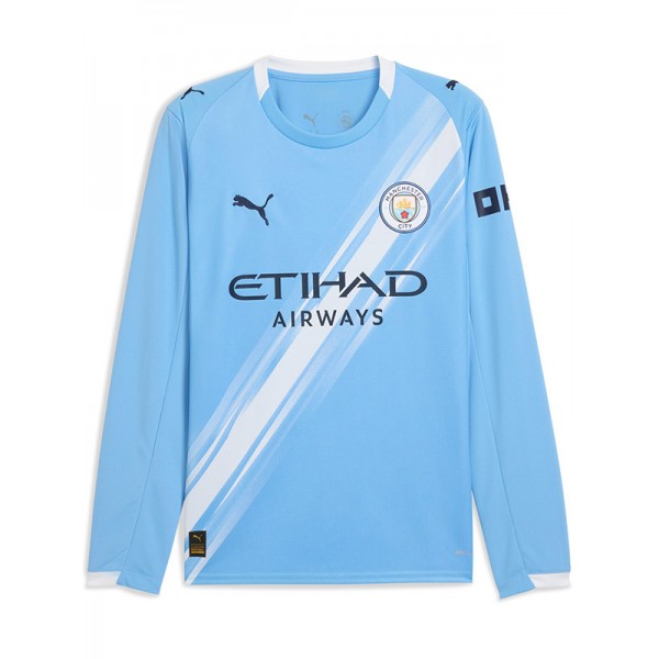 Manchester city maglia a maniche lunghe da casa uniforme da calcio prima divisa sportiva da uomo kit da calcio maglia superiore 2025-2026