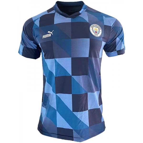 Manchester city pre-match training jersey soccer uniform men's blue sportswear football kit top sports shirt 2023-2024