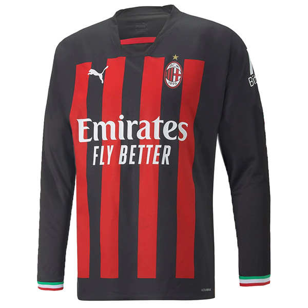 AC milan home long sleeve jersey soccer uniform men's first sportswear football kit top shirt 2022-2023