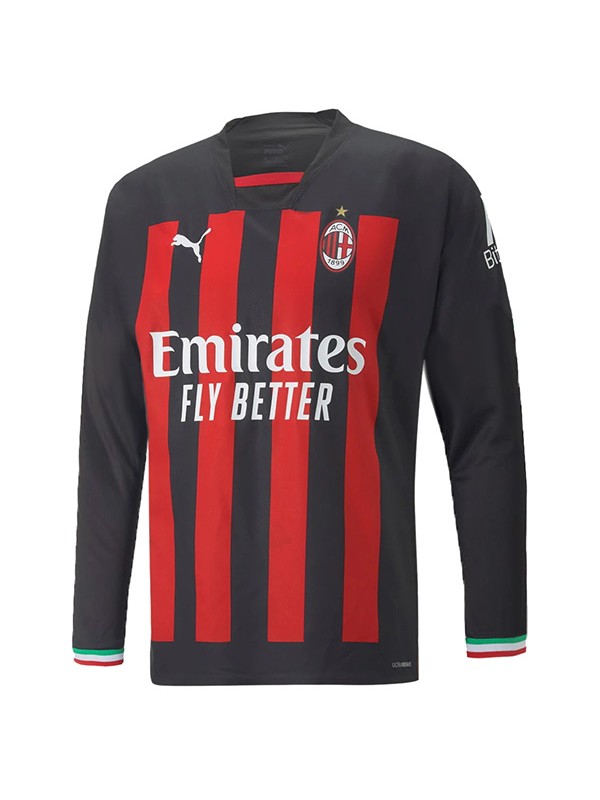 AC milan home long sleeve jersey soccer uniform men's first sportswear football kit top shirt 2022-2023