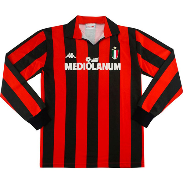 AC milan home long sleeve retro jersey soccer uniform men's first sportswear football shirt 1988-1989