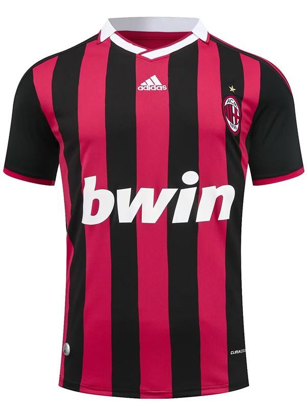 AC milan home retro jersey soccer uniform men's first sports football kit top shirt 2009-2010