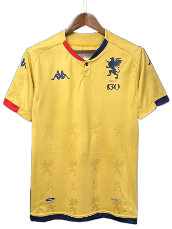 Genoa 130th anniversary special edition jersey soccer uniform men's sports football kit top gold shirt 2023-2024