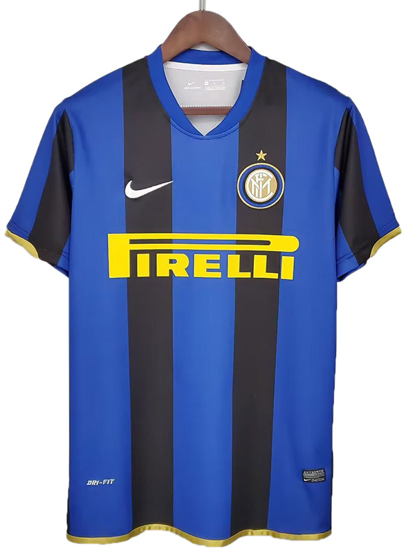 Inter milan home retro soccer jersey maillot match men's first sportswear football shirt 2008-2009