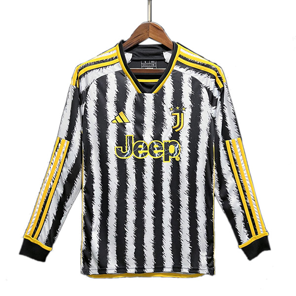 Juventus home long sleeve jersey soccer uniform men's first sportswear football kit top shirt 2023-2024