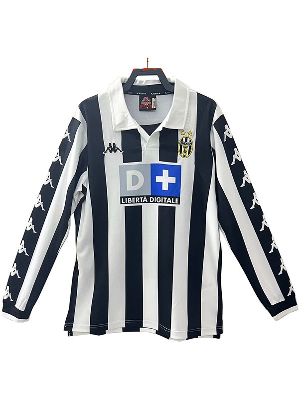Juventus maglia da casa a maniche lunghe retrò uniforme vintage da calcio prima maglia sportiva da uomo kit da calcio 1998-1999