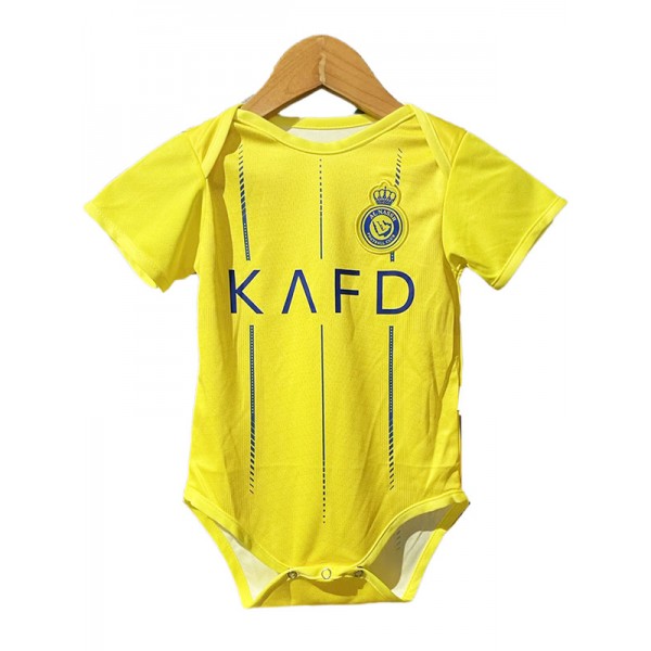 Al-Nassr home baby onesie mini newborn bodysuit summer clothes one-piece jumpsuit 2023-2024