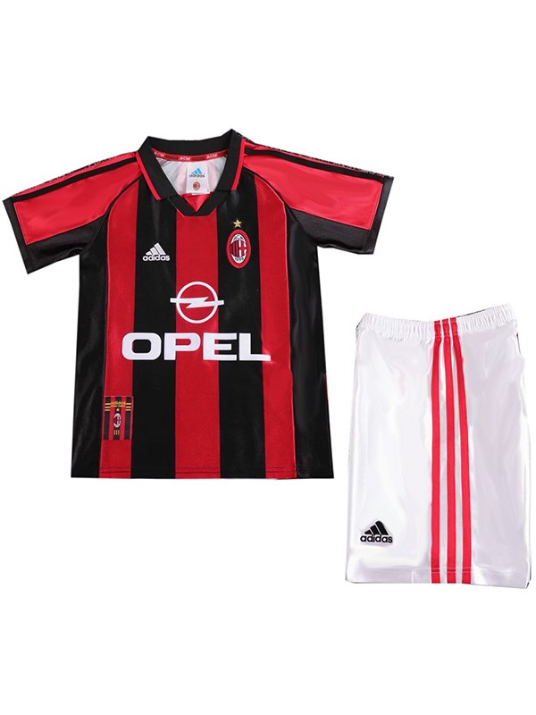 AC milan casa bambini maglia retrò kit calcio bambini vintage prima maglia da calcio mini uniformi giovanili 1998-1999
