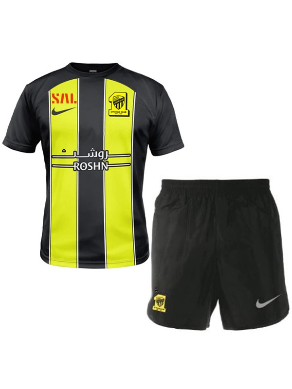 al ittihad home kids jersey soccer kit children first football mini shirt youth uniforms 2023-2024