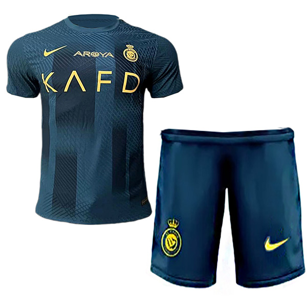 Al-Nassr away kids jersey soccer kit children second football mini shirt youth uniforms 2023-2024