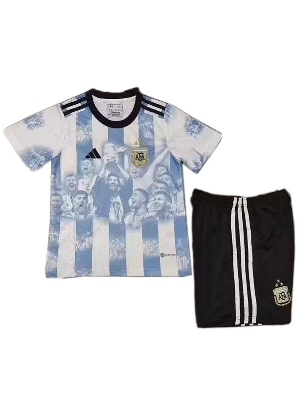 Argentina champion edition kids jersey soccer kit children football shirt mini youth uniforms 2023-2024