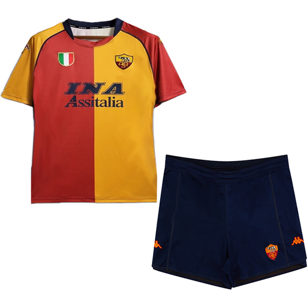 AS roma home kids retro jersey vintage soccer kit united children first football mini shirt youth uniforms 2001-2002